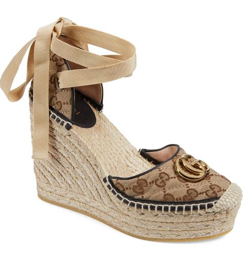 gucci espadrilles open toe|Gucci espadrille wedge.